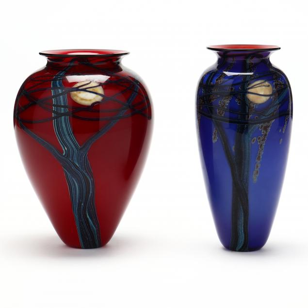 richard-satava-american-20th-century-two-moon-light-glass-vases