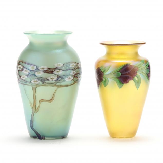 two-fine-signed-floral-art-glass-vases