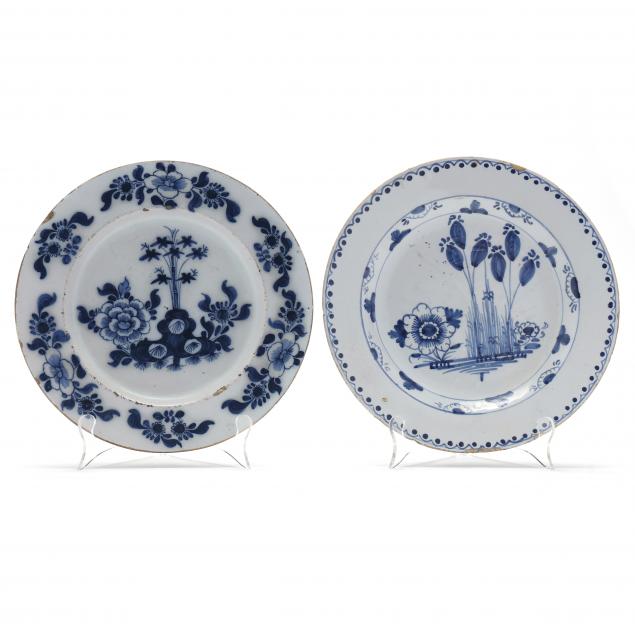 two-english-delft-blue-and-white-plates