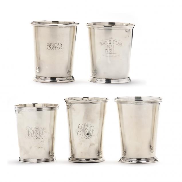 a-grouping-of-five-american-sterling-silver-julep-cups