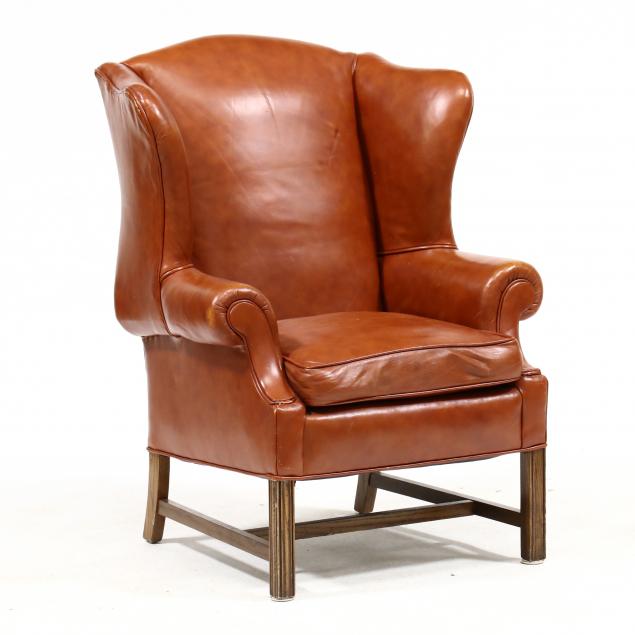 chippendale-style-leather-upholstered-easy-chair