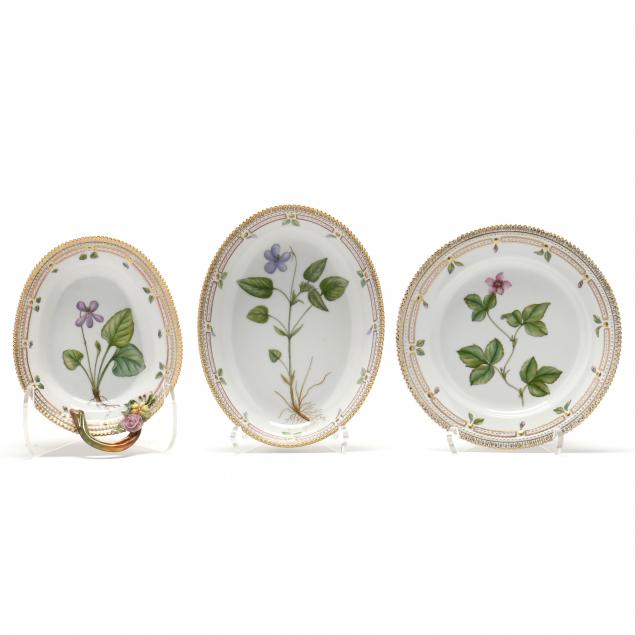 three-royal-copenhagen-flora-danica-dishes