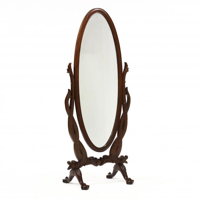 classical-style-carved-mahogany-cheval-mirror