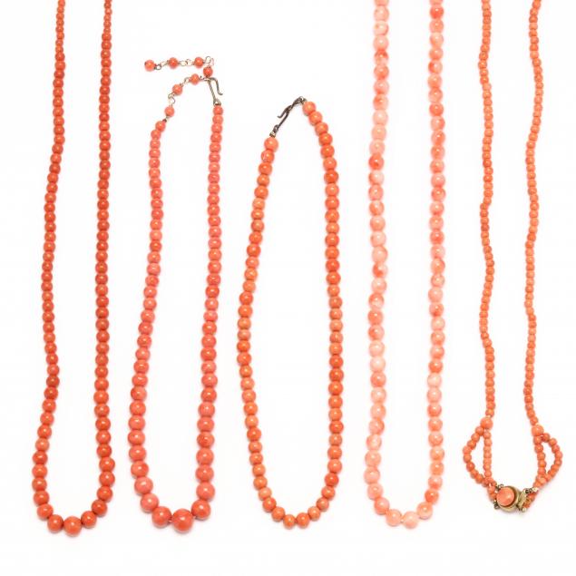 five-coral-bead-necklaces