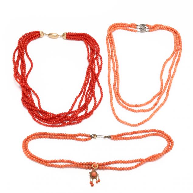 three-multi-strand-coral-necklaces