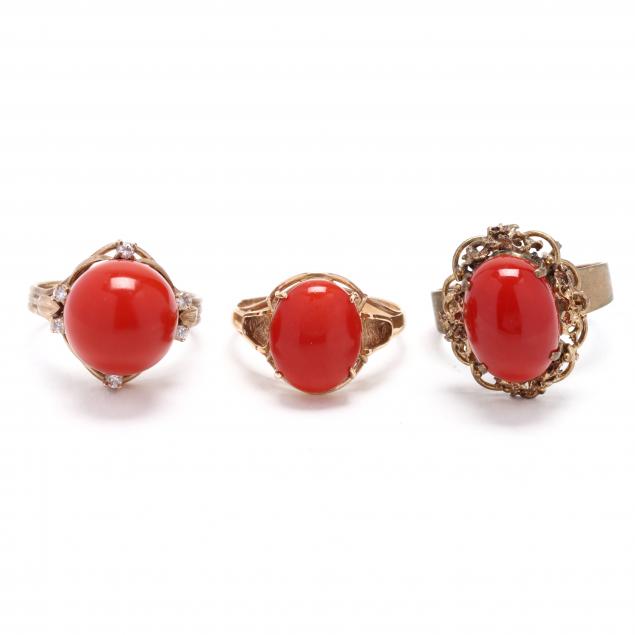 three-gold-and-coral-rings