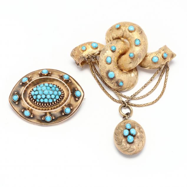 two-antique-turquoise-brooches