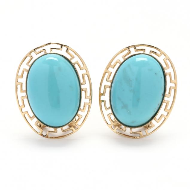 Gold and Turquoise Earrings (Lot 4084 - Estate Jewelry AuctionNov 9 ...