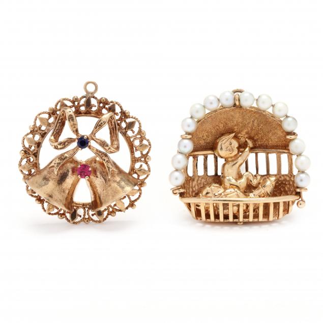 two-vintage-gold-and-gem-set-charms