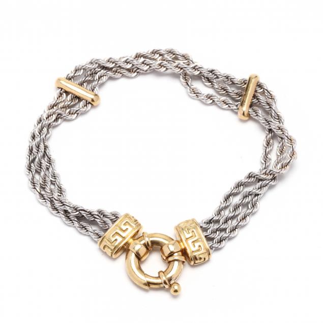 bi-color-gold-multi-strand-bracelet-italy