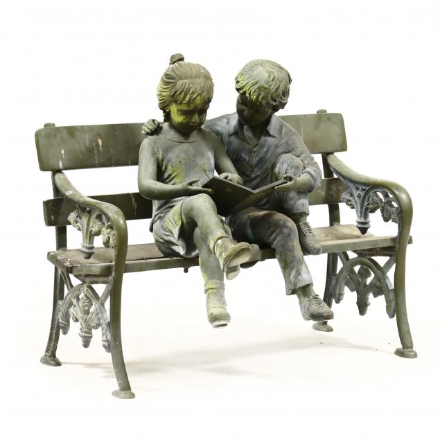 attributed-to-max-turner-american-b-1925-life-size-bronze-of-children-on-a-park-bench