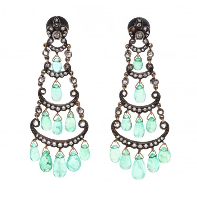 silver-diamond-and-emerald-chandelier-earrings