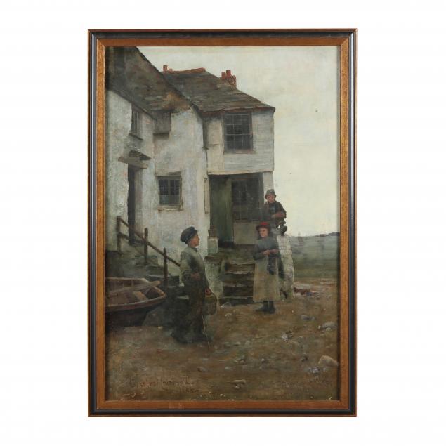 charles-muirhead-british-active-1887-1933-children-in-a-fishing-village