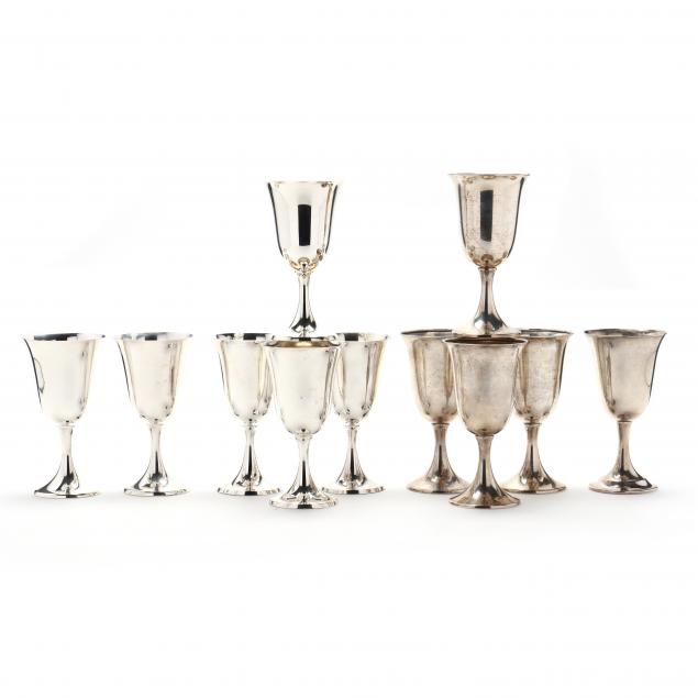 a-grouping-of-eleven-american-sterling-silver-goblets