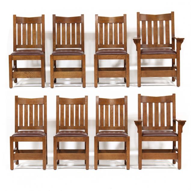 stickley-set-of-eight-v-back-mission-style-dining-chairs
