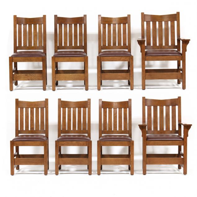 stickley-set-of-eight-v-back-mission-style-dining-chairs