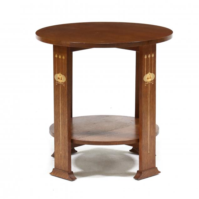 stickley-inlaid-mission-oak-circular-table