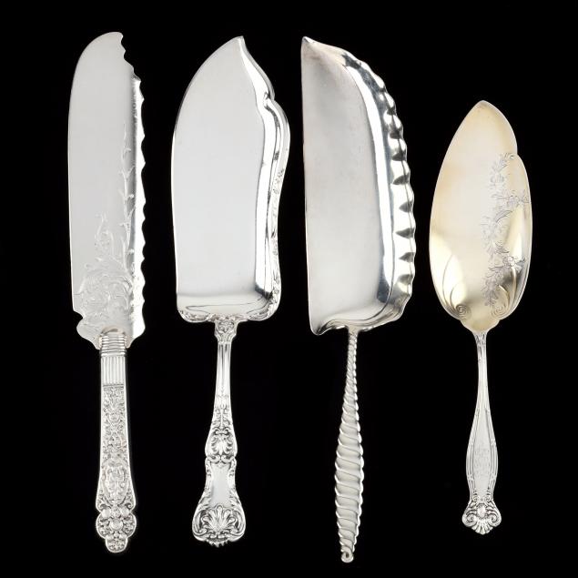 four-antique-american-sterling-silver-servers