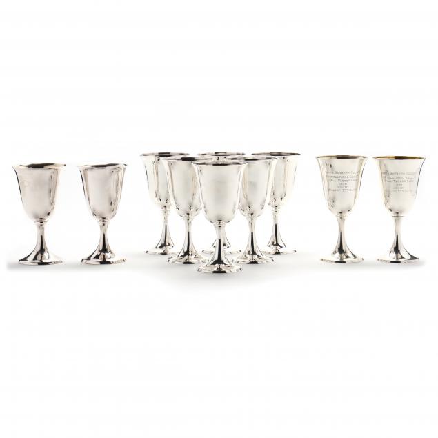 a-grouping-of-ten-american-sterling-silver-goblets