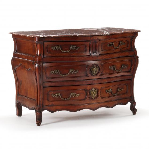 louis-xv-marble-top-carved-fruit-wood-commode