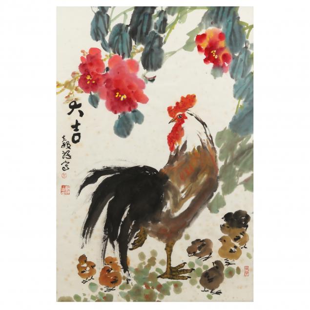 a-chinese-watercolor-painting-of-a-rooster
