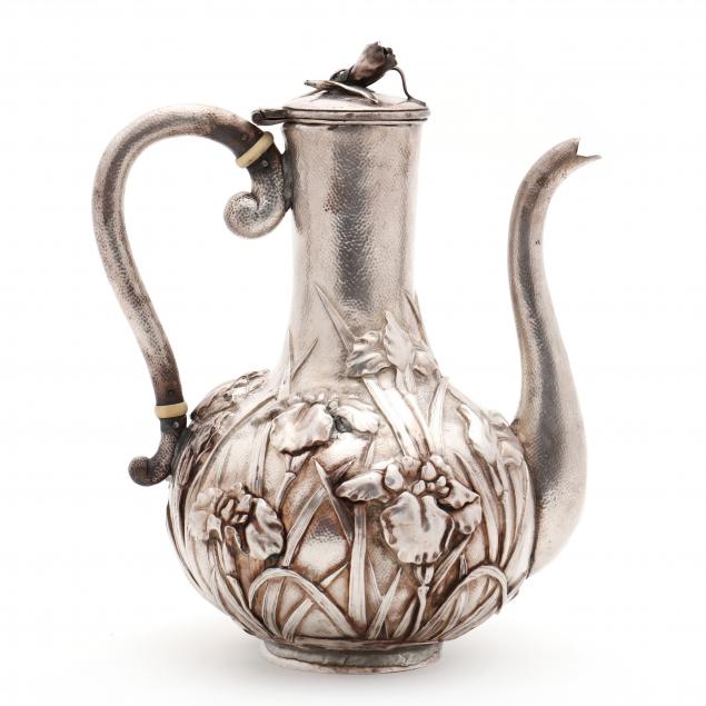 a-meiji-period-silver-coffee-pot-with-iris-decoration