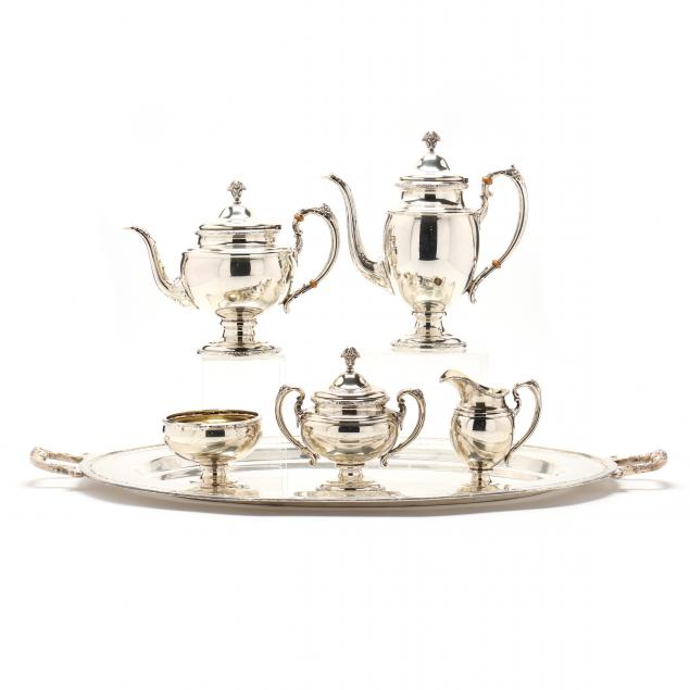 towle-i-traditional-i-sterling-silver-five-piece-coffee-and-tea-service-with-waiter