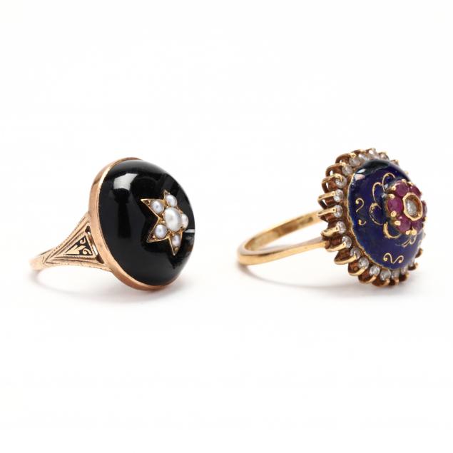 two-vintage-gem-set-rings