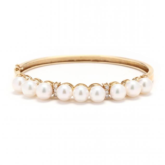 gold-pearl-and-diamond-bangle-bracelet