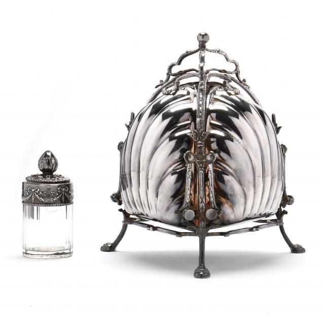 an-italian-silver-plated-biscuit-box-and-continental-glass-jar-with-silver-plated-lid