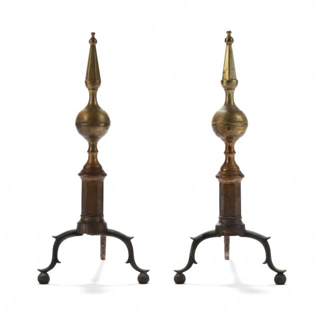 pair-of-chippendale-brass-spire-top-andirons