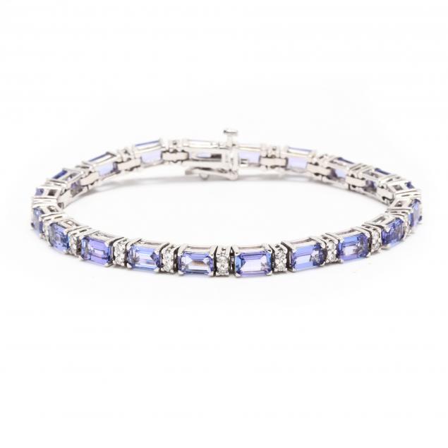 white-gold-tanzanite-and-diamond-line-bracelet