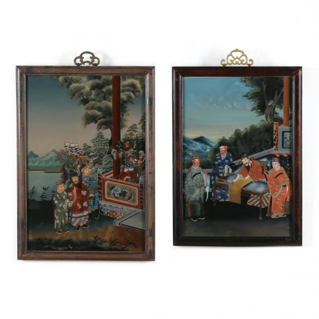 two-chinese-reverse-glass-paintings
