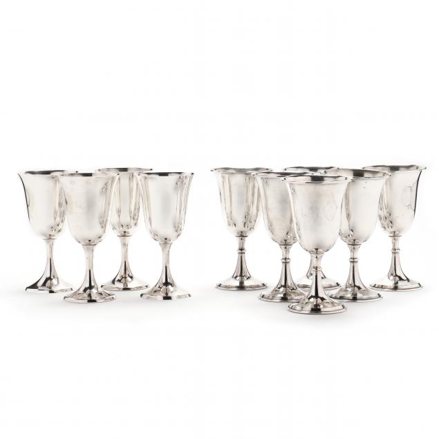 a-grouping-of-ten-american-sterling-silver-goblets