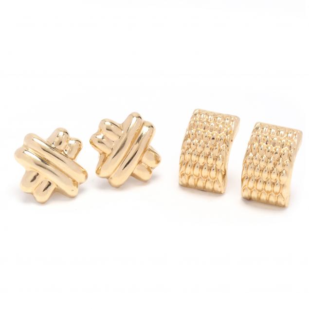 two-pairs-of-gold-earrings