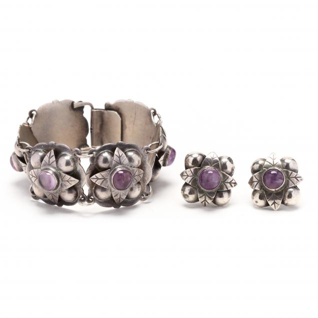 silver-and-amethyst-bracelet-and-earrings-mexico