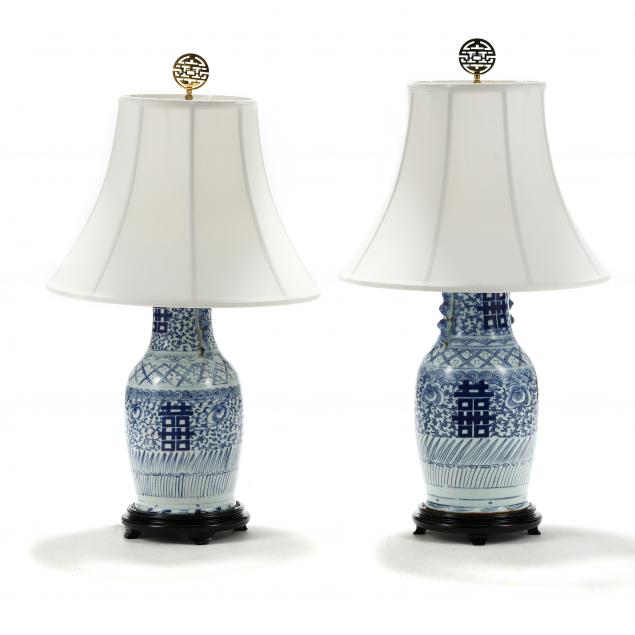 a-pair-of-tall-chinese-blue-and-white-double-happiness-vase-lamps