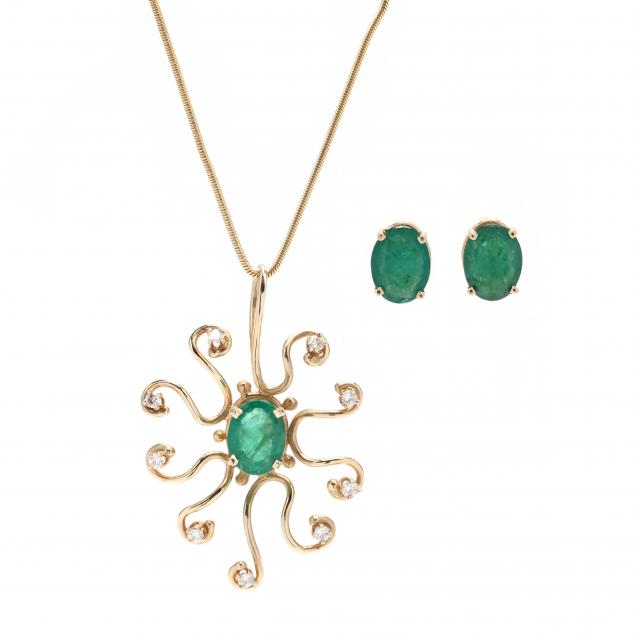 gold-and-emerald-pendant-necklace-and-earrings