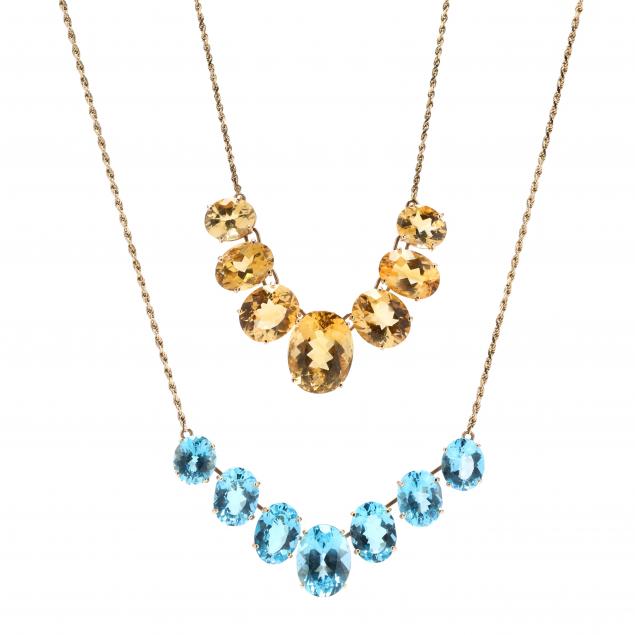 two-gold-and-gem-set-necklaces