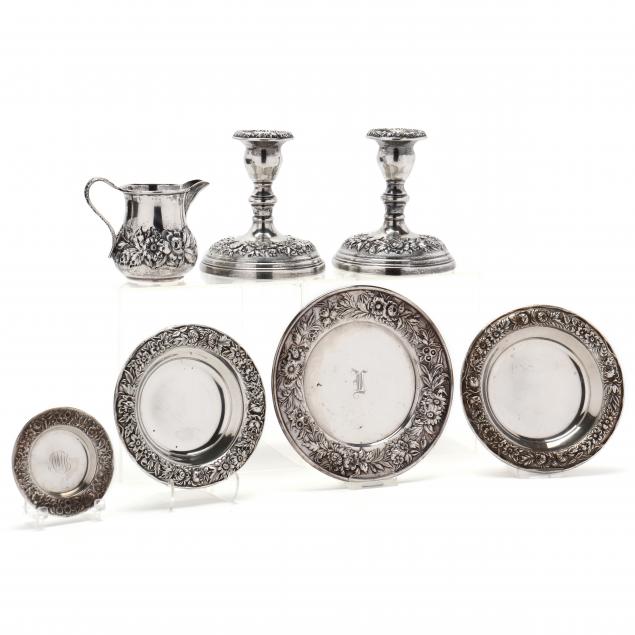 seven-pieces-of-s-kirk-son-sterling-silver-repousse-hollowware