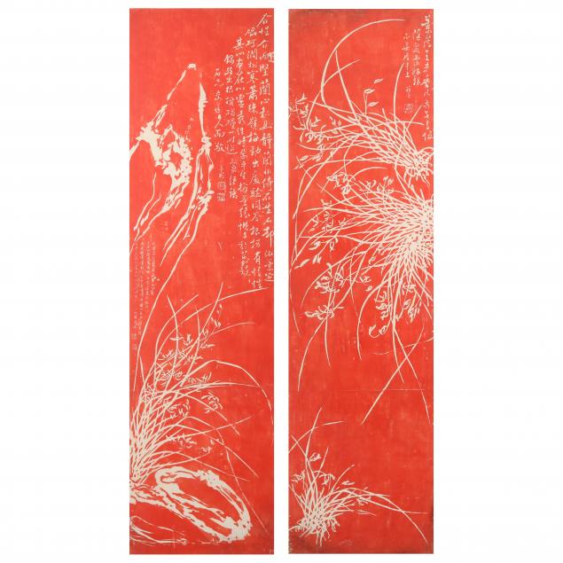 a-pair-of-chinese-red-ink-stone-rubbings-of-orchids