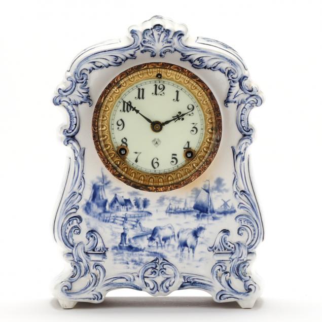 ansonia-blue-and-white-delft-mantel-clock