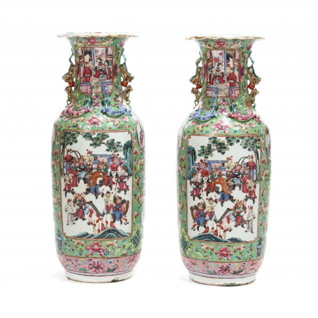 a-pair-of-chinese-porcelain-green-ground-famille-rose-floor-vases