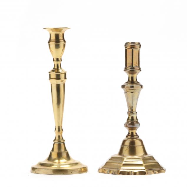 two-antique-continental-brass-candlesticks