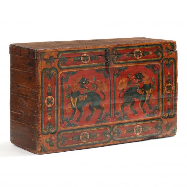 a-tibetan-painted-wooden-chest-with-buddhist-lions