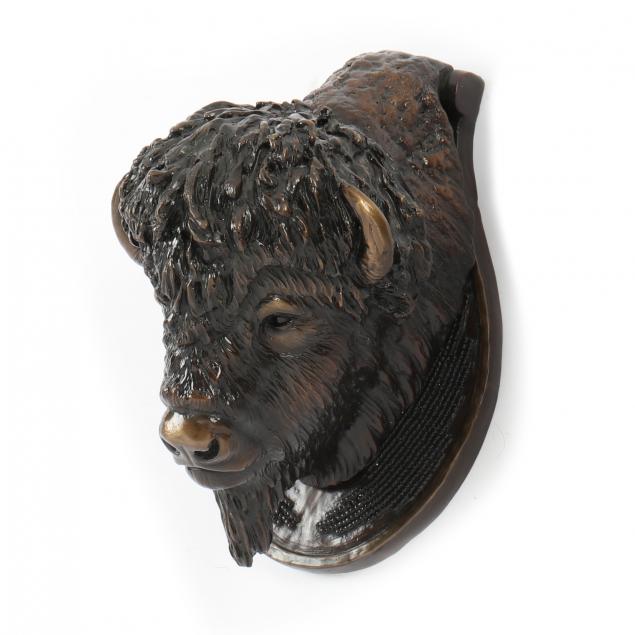 carole-danyluk-american-canadian-b-1959-bronze-bison-door-knocker