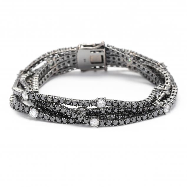 multi-strand-gold-black-diamond-and-diamond-bracelet