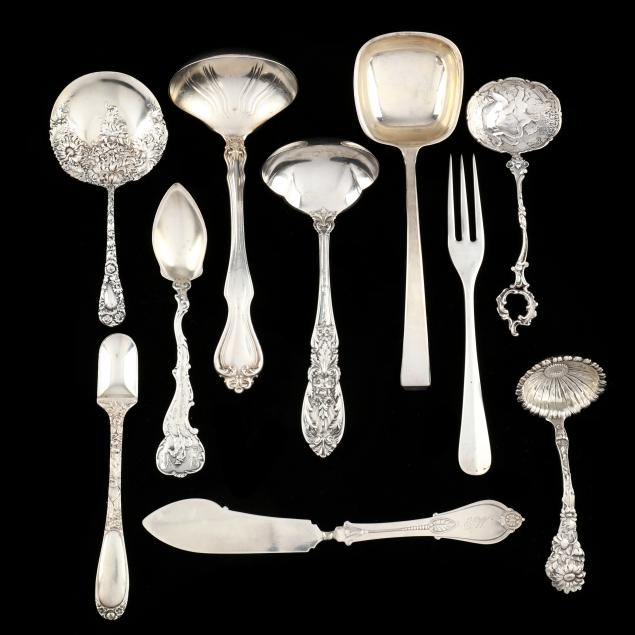 ten-assorted-silver-flatware-serving-pieces