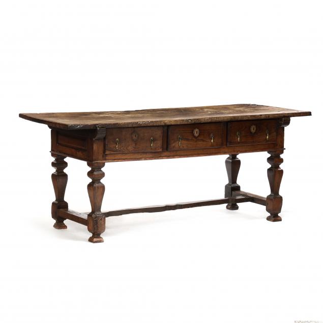 antique-continental-elm-trestle-base-library-table