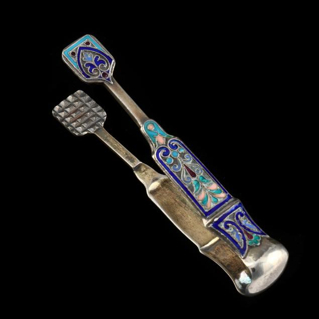 a-pair-of-russian-silver-cloisonne-enamel-ice-tongs